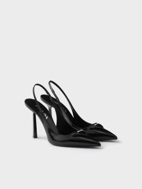 Brushed leather slingback pumps