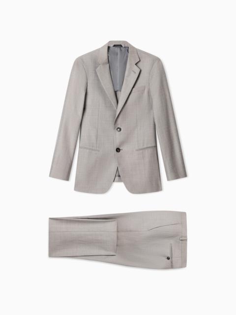 SOHO LINE SINGLE-BREASTED SUIT IN WOOL, SILK AND LINEN GRISAILLE