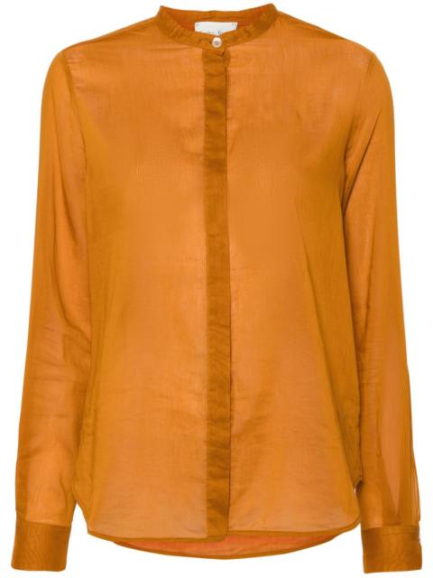 semi-sheer band-collar shirt