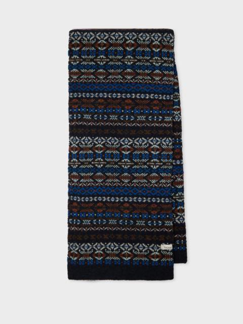 Navy Fair Isle Wool Scarf