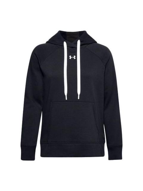 (WMNS) Under Armour Rival Fleece Hoodie 'Black White' 1356317-001