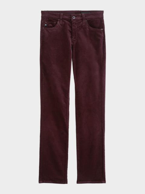 Mari Mid-Rise Slim Straight Velvet Jeans