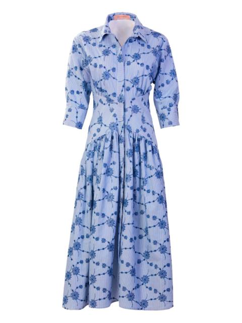 Indy embroidered-flowers midi dress