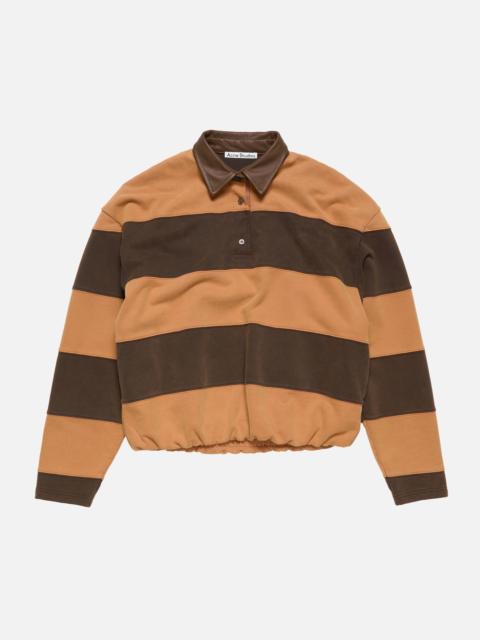 Striped polo sweater - Dark brown/cognac brown