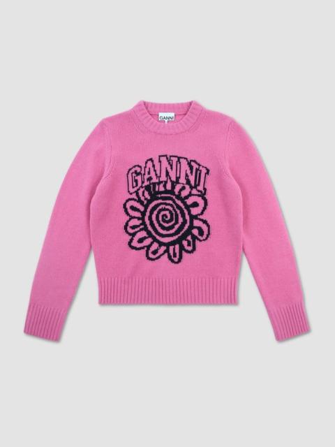 Graphic O-neck Pullover Flower
