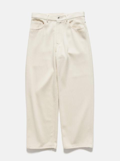 Silk Nep Denim 5P Wide Pants Ivory White