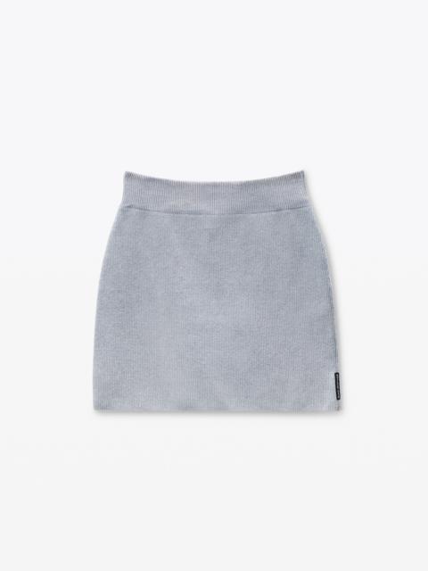 Grey Cotton-Blend Chenille Miniskirt