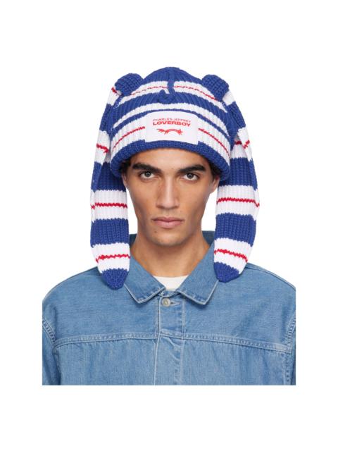 Blue & White Chunky Rabbit Beanie