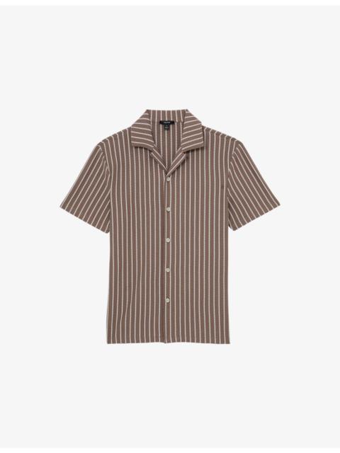 Percy Cuban-Collar Striped Stretch Cotton-Blend Shirt