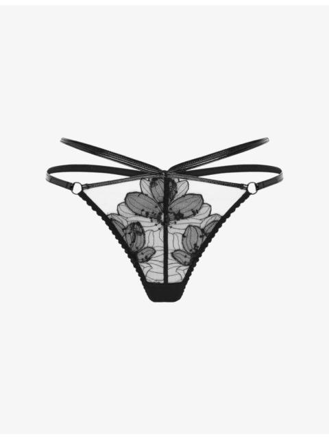 Litzia Embroidered Lace Thong