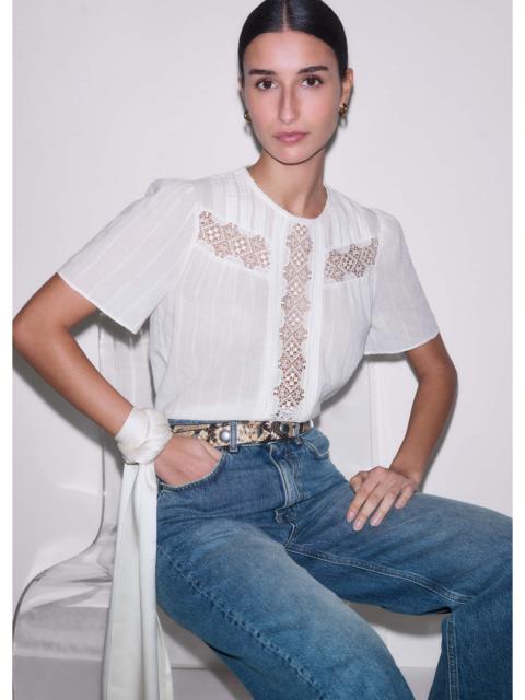 Embroidered Cutout Tee