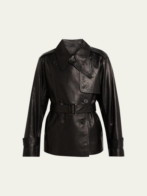 Iggy Belted Leather Trench Jacket