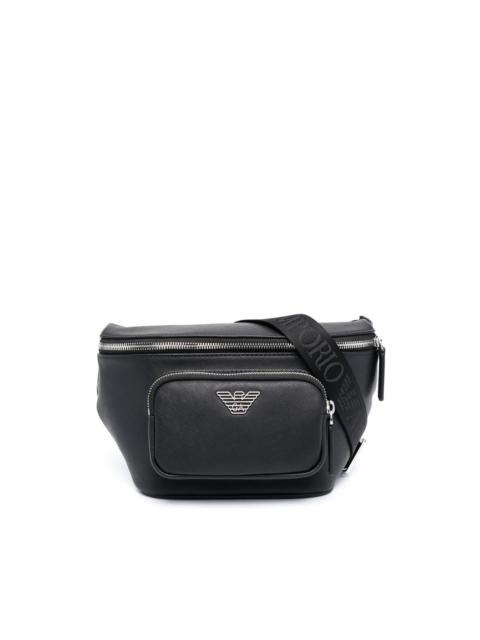 leather logo-plaque bag