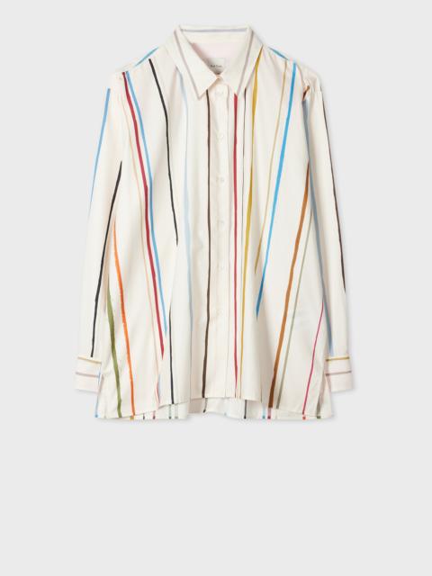 Women's Cream 'Painted Stripe' Shirt
