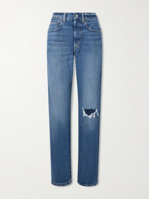 Distressed Straight-leg Jeans