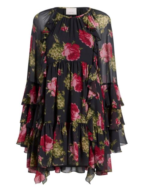 Emelia ruffled baroque-roses mini dress