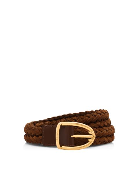 WOVEN SUEDE ANGLED BUCKLE BELT
