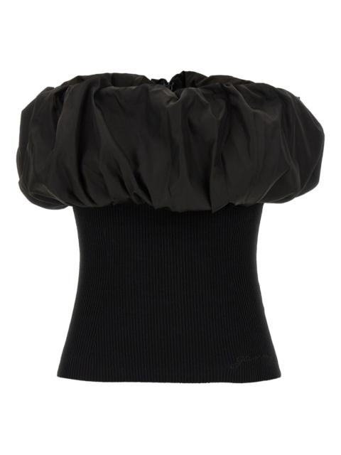 ribbed off-the-shoulder top