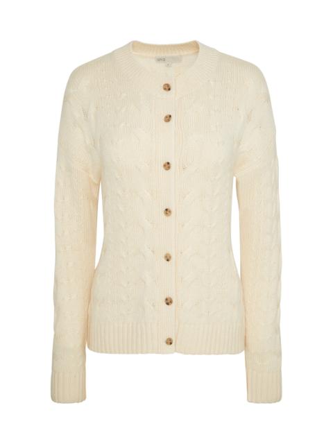 Fitted Cable-Knit Cardigan ivory