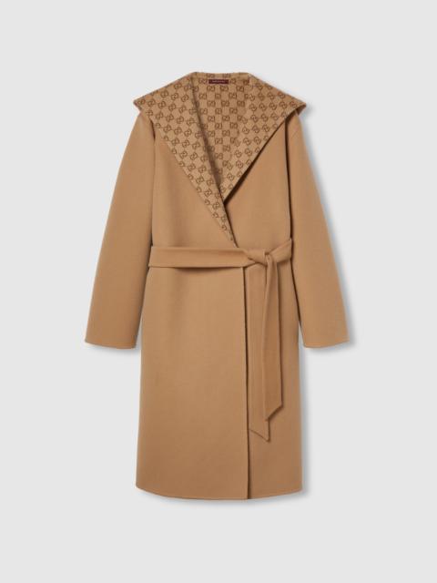 Reversible GG silk wool blend coat