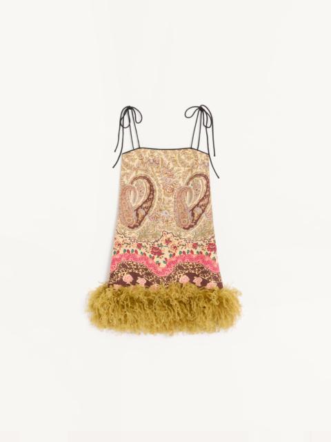 SHORT SHAPPE SILK DRESS WITH VOYAGE IMAGINAIRE PAISLEY