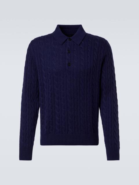 Cable-knit cashmere polo sweater
