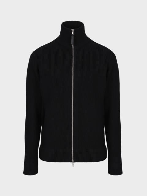 Knit zip-up cardigan