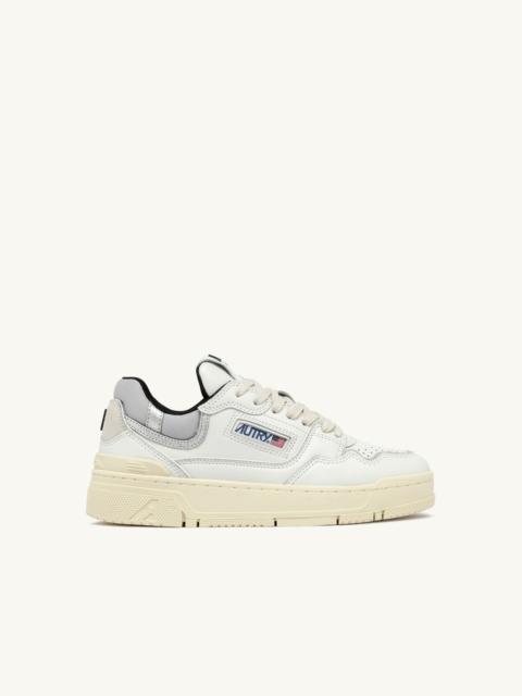 CLC LOW SNEAKERS IN WHITE LEATHER AND SILVER SUEDE