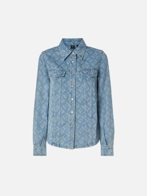 DENIM SHIRT WITH LOVE BIRDS LOGO