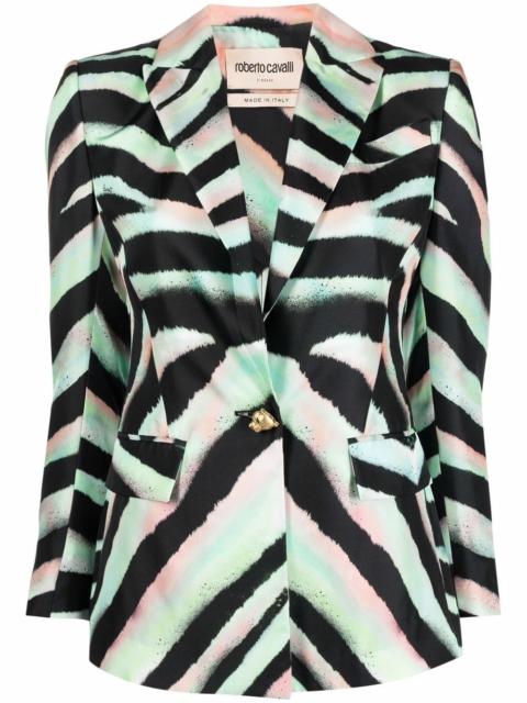 zebra-print silk blazer