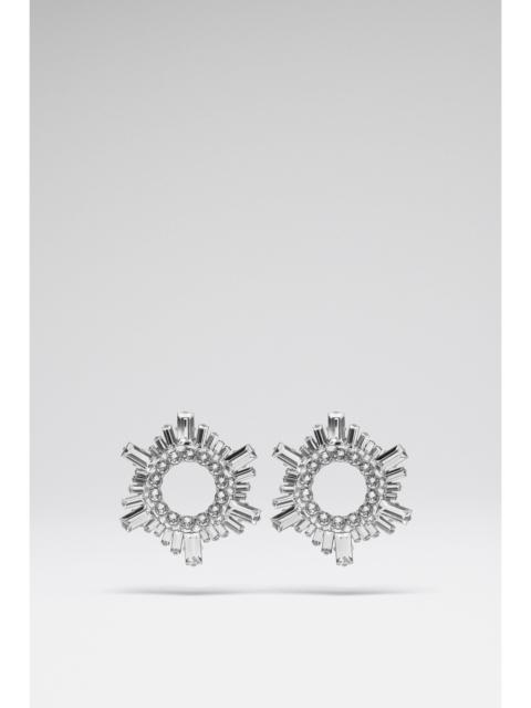 MINI BEGUM EARRINGS WHITE CRYSTALS WITH SILVER BASE