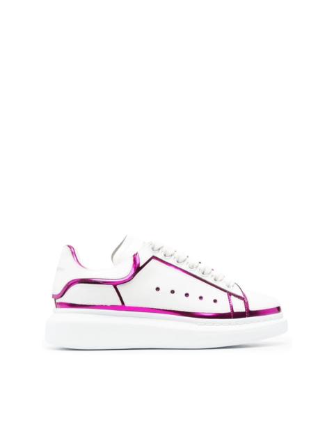 metallic-trim lace-up sneakers