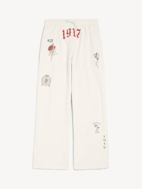 Men's Tattoo Baggy Sweatpants in Cream