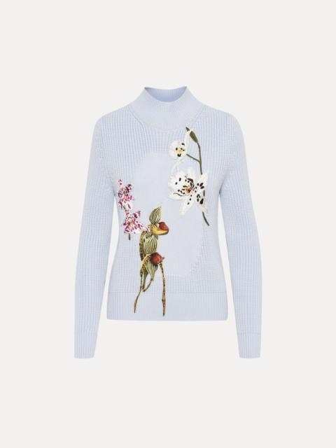 ORCHID EMBROIDERED PORTRAIT PULLOVER