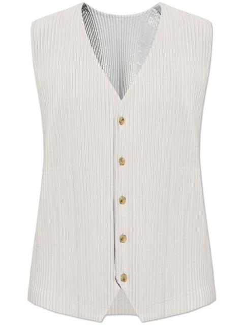 pleated V-neck vest