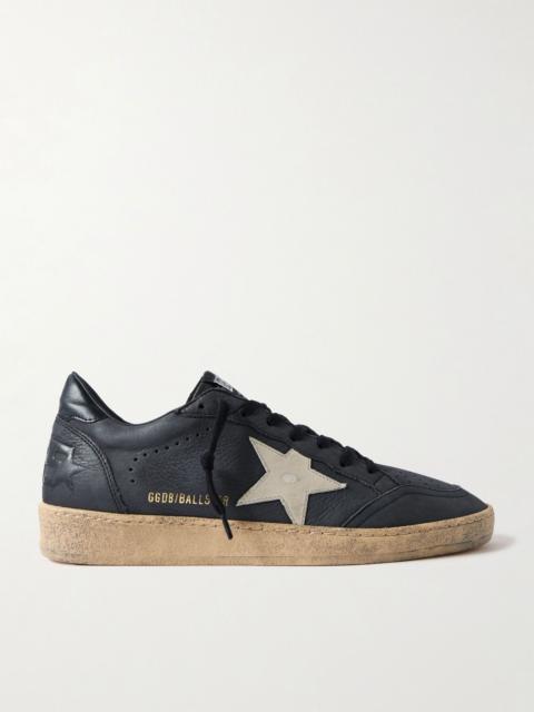 Ball Star Distressed Leather Sneakers Gray
