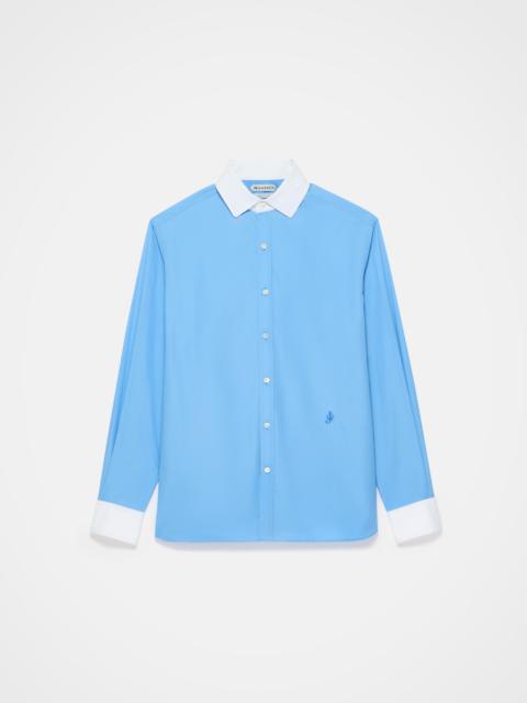 CONTRAST COLLAR DRESS SHIRT IN CORNFLOWER BLUE