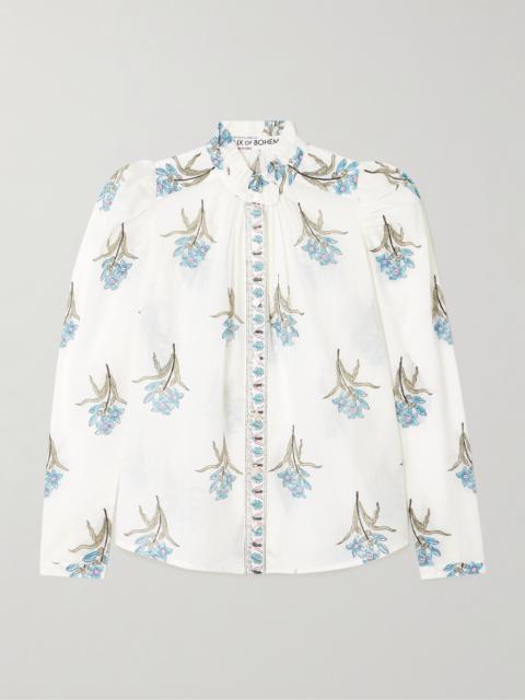 Artemis Sky Ruffled Floral-print Cotton-voile Shirt
