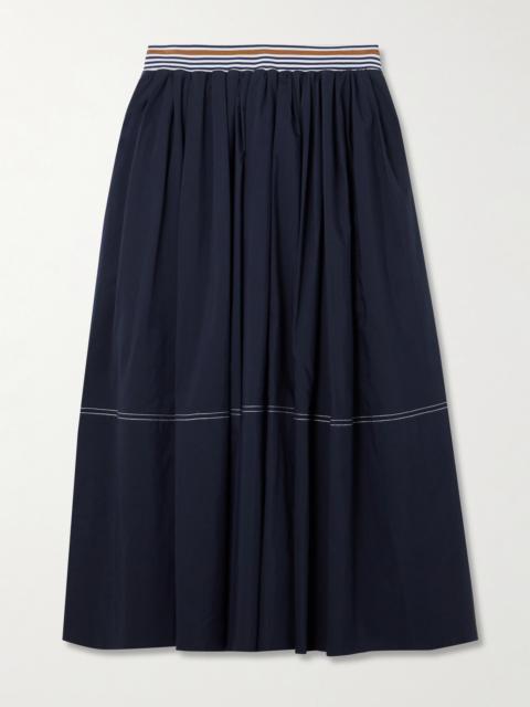 Evelina Gathered Striped Cotton And Silk-blend Midi Skirt