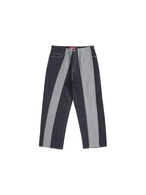 Supreme Paneled Stripe Baggy Jean Rigid Indigo