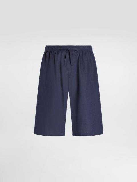 Linen shorts with DG logo embroidery