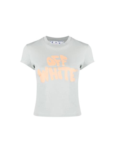 OFF-WHITE Logo Print Cotton T-Shirt Grey