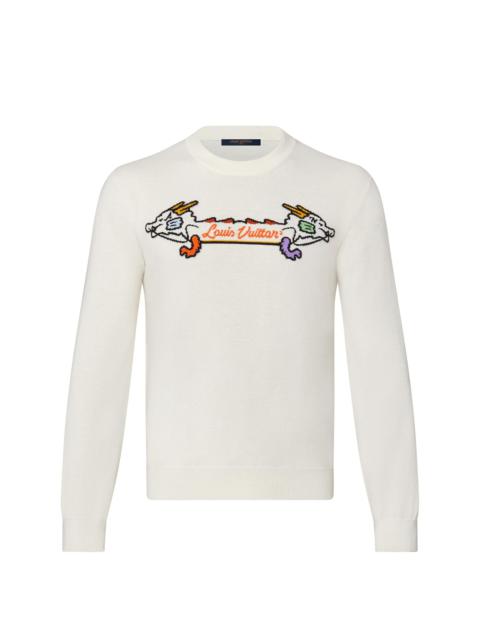 Intarsia Jacquard Graphic Cashmere Crewneck