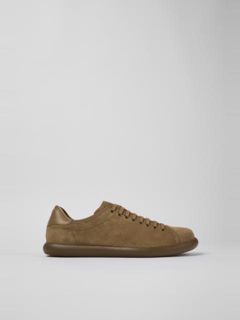 Brown Nubuck & Leather Men's Sneakers.
