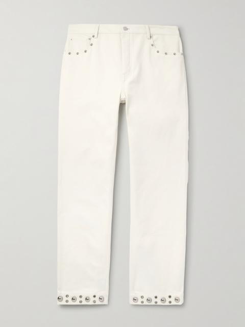Straight-Leg Embellished Jeans White