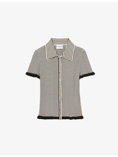 Striped ribbed knitted top