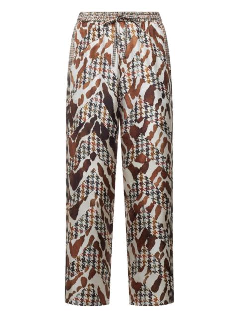 houndstooth-pattern drawstring-waist trousers