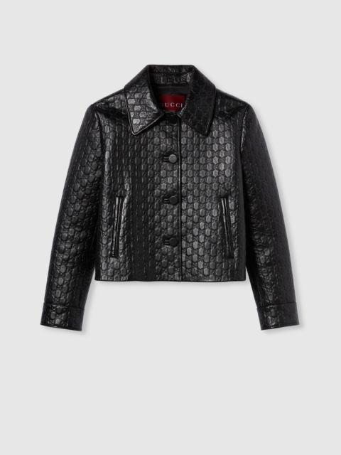 Embossed GG leather jacket
