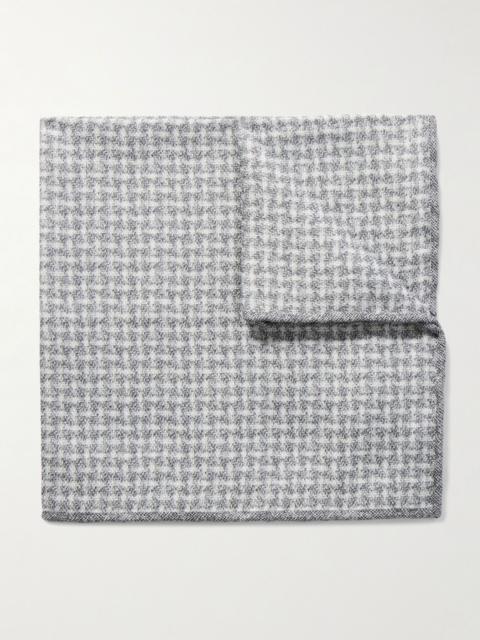 Checked Silk-Jacquard Pocket Square Gray