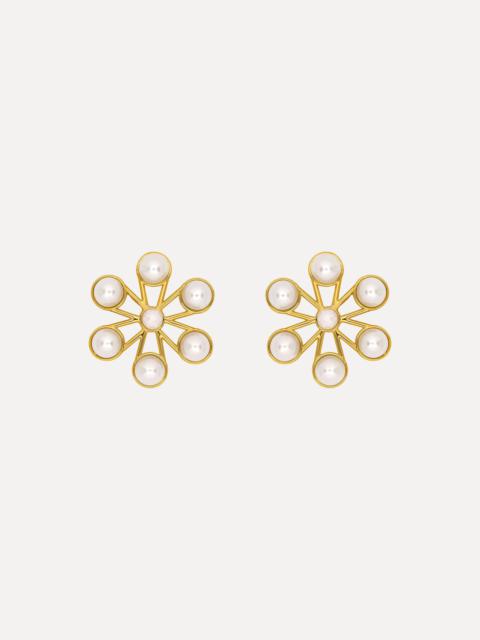 GEOMETRIC PEARL FLOWER EARRINGS
